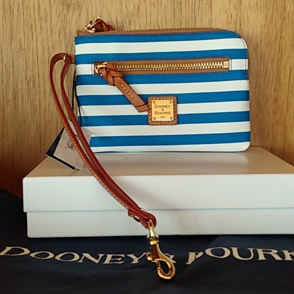 NEW, D&B Mariner Stripe Coated Cotton Wristlet Clutch Bag